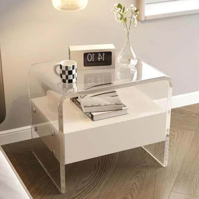 Premium Acrylic Nightstand Mid Century Modern Simple Luxury Bedside Tables Bedroom