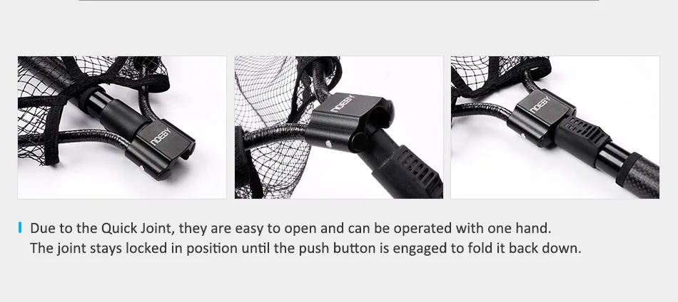 NOEBY Telescopic Landing Net Full Carbon Frame Folding Floating Fishing Net 122-326cm Long Handle 60x50cm