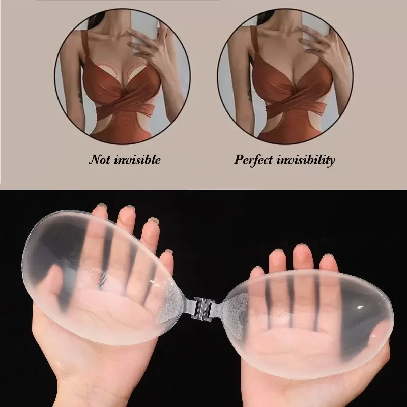 SiliconeTransparent Self-Adhesive Invisible Bras Push Up Woman Thickened Chest Stickers Gathered Bra Invisible Underwear