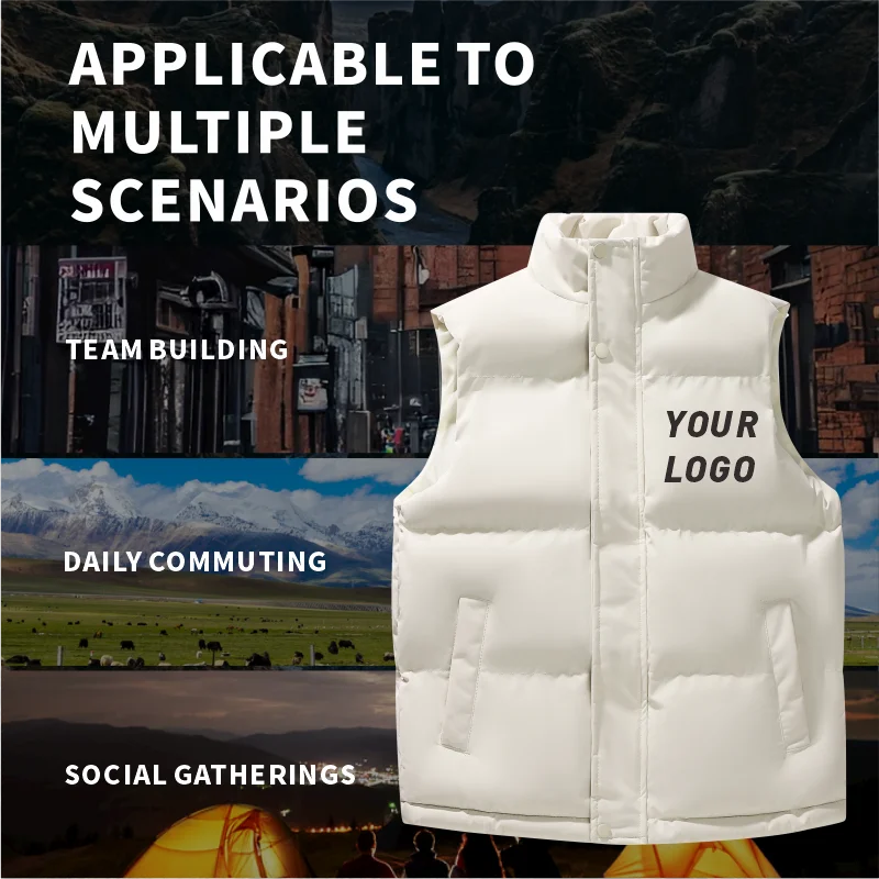 Custom Winter vest free print logo Stand Collar Coats Warm Outerwear man woman Casual Sleeveless Jackets Waistcoat thick gilet