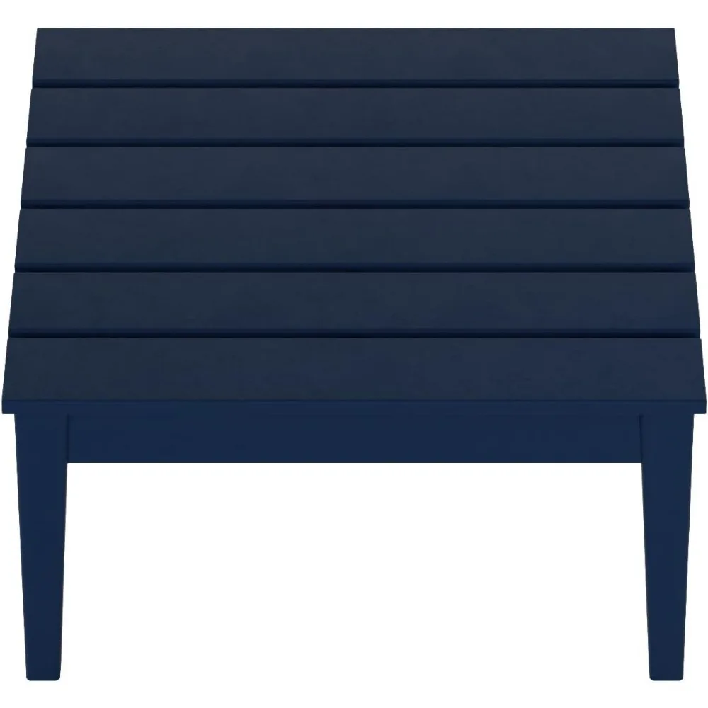 Ashore Outdoor Coffee Table, 32 Inch All Weather Poly Lumber Adirondack Patio Coffee Table Square Low Table, Navy Blue