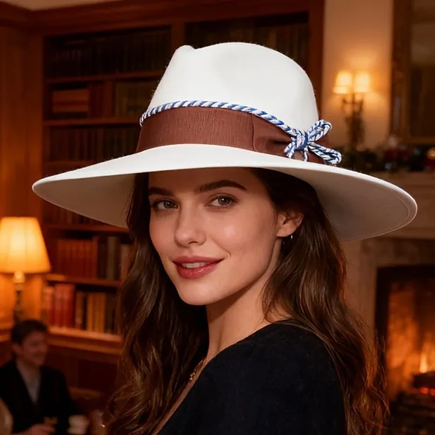 

Sheep Felt Hat, Fashionable and Versatile, Decorated with Bow Ribbon, Wool Hat, British Style Sheep Felt Hat