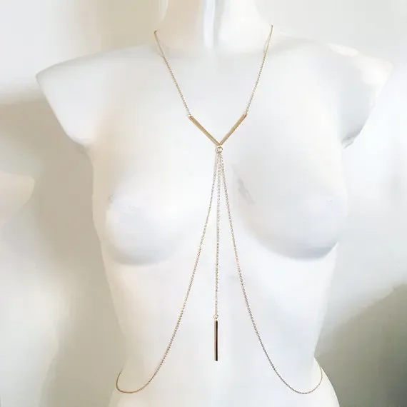 

Women New Body Chains Bikini Chest Chain Harness Jewelry Charm Necklaces Chain For Women Fashion Body Jewelry