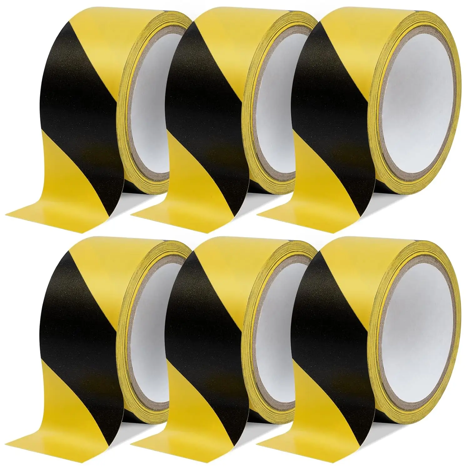 Premium Black Yellow Striped Vinyl Floor Safety Marking Tape for Hazard Caution Warning Social Distancing Warehouse Gym Floor