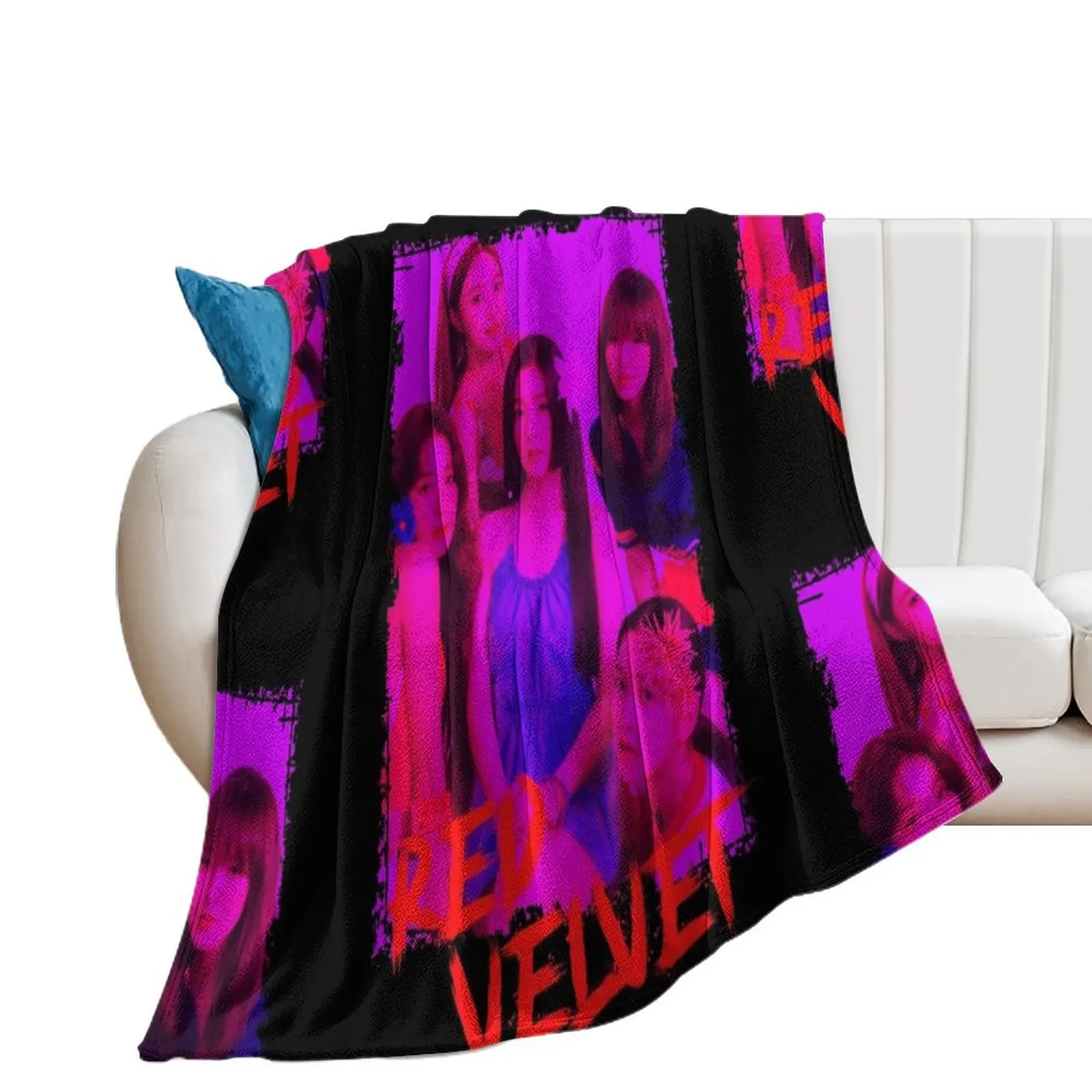 

Red Velvet Kpop Group Members Purple Korean Kpop RGB Color Design Throw Blanket Tourist Loose Large Quilt Blankets