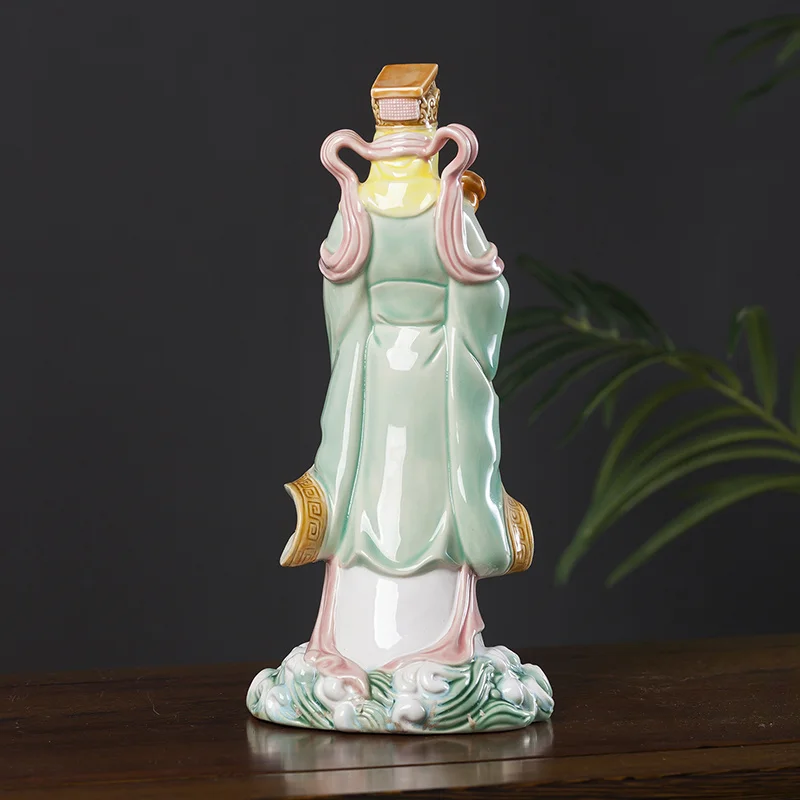 White Porcelain Guanyin Avalokiteshvara Buddha Sculpture Ceramic Ornament Kwan-yin Bodhisattva Statue 35cm Height