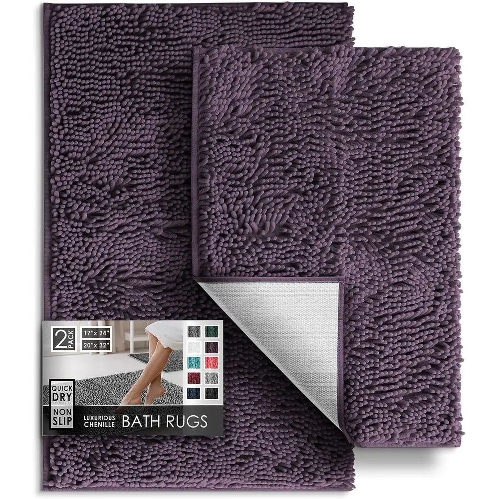 

Bathroom Rugs, Chenille Bath Mat - Washable Bath Mats or Non-Slip Backing Rubber, Quick Dry Bathroom Mat