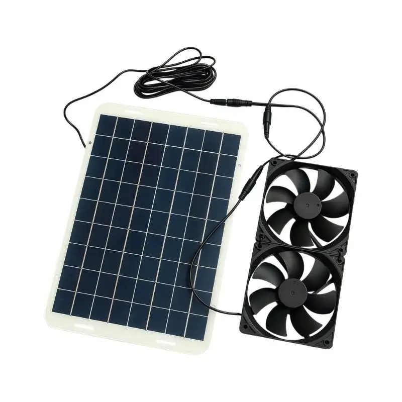 12V Solar Power Ladepanel Twin Fan Luftzirkulation für Haustierkäfige und Geräteschränke D2RD – Detail 8