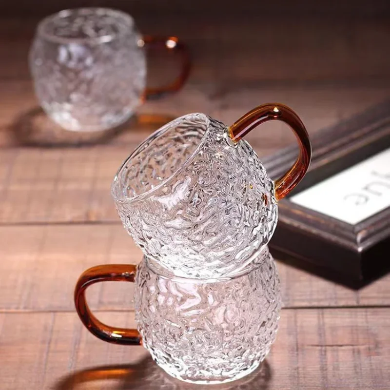 Japanese style heat-resistant 6-piece set, high temperature explosion-proof hammering glass tea cup, borosilicate cup, kitchen