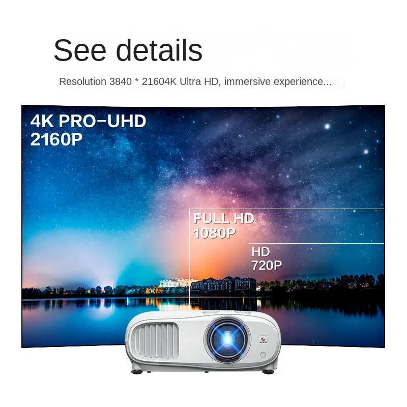 4K Projector Ultra HD Blue Light 3D Home Bedroom Living Room Wireless WiFi High-End Home Theater Projector 3840*2160P Resolution