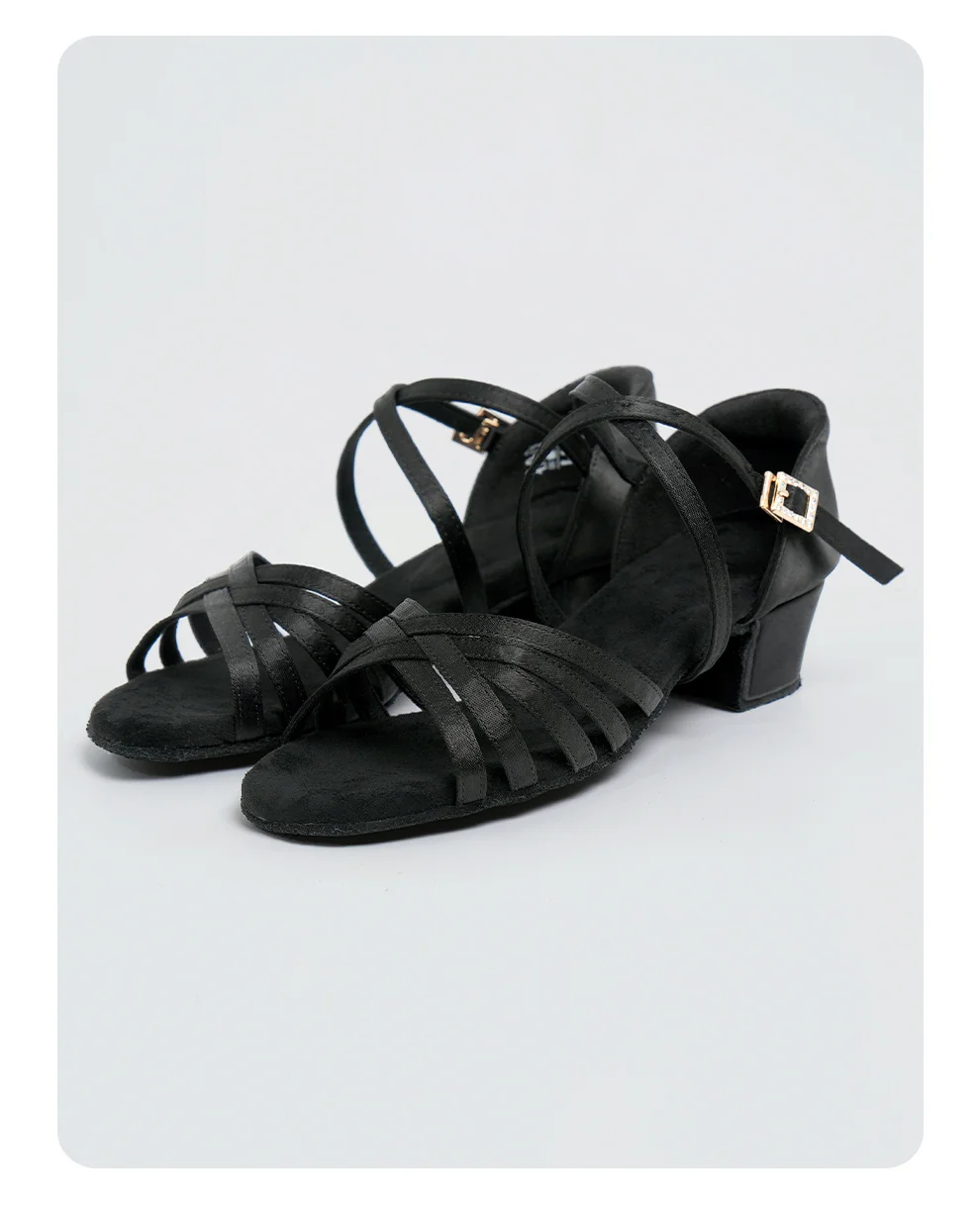 Mädchen Frauen Latein Schuhe Niedrigen Absatz Latino Salsa Moderne Ballsaal Satin Latein Schuhe Tango Salsa Rumba Latin Dance Schuhe – Detail 10