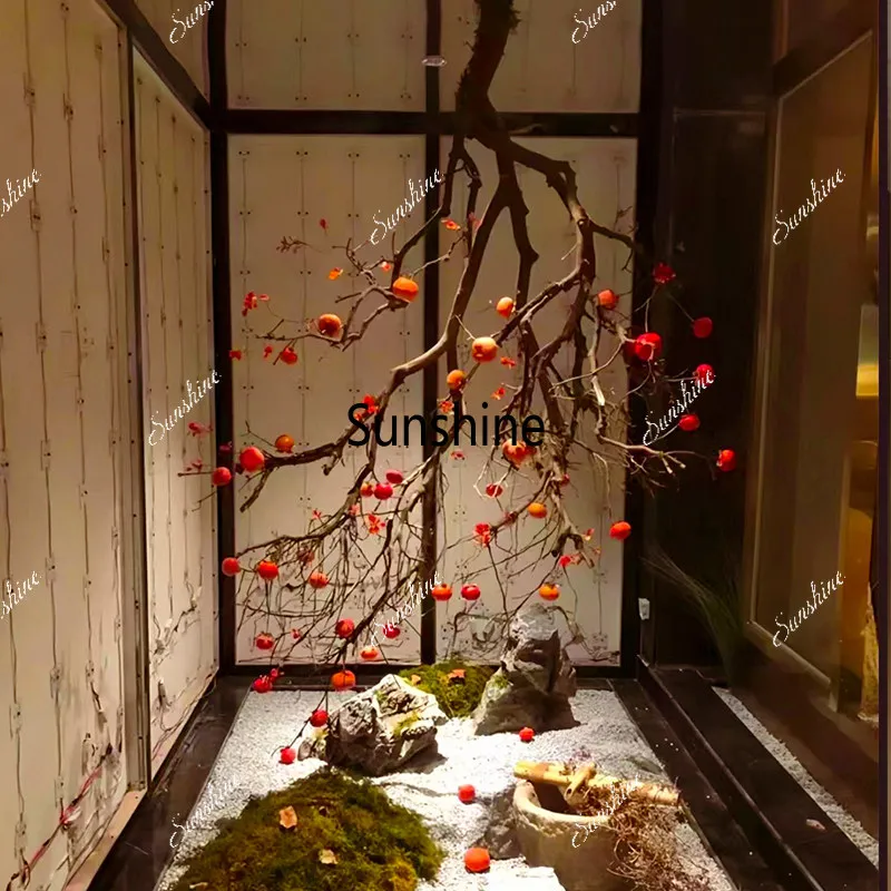 Hanging ceiling simulation persimmon tree new Chinese courtyard living room zen decoration