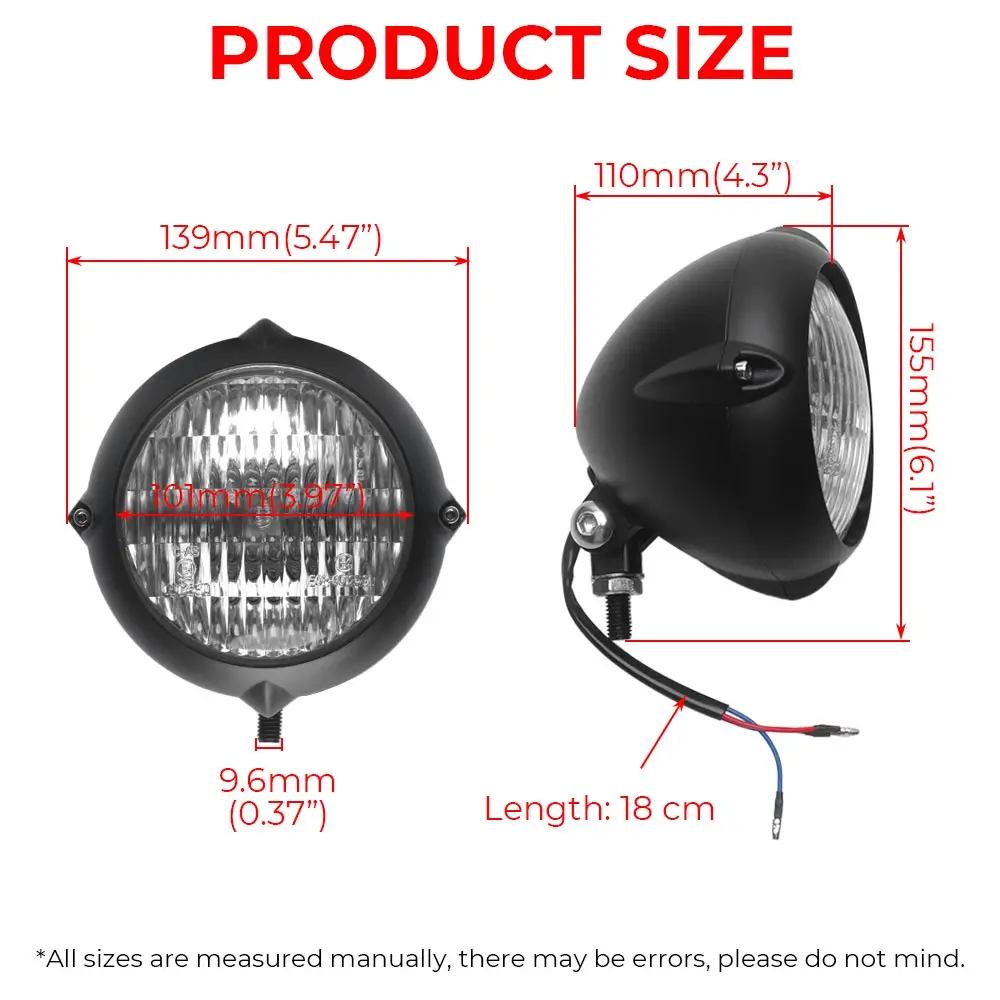 High Quality 12V Dc High/Low Beam Motorcycle Headlight For Harley For Kawasaki For Honda For Yamaha For Suzuki Black And Clear