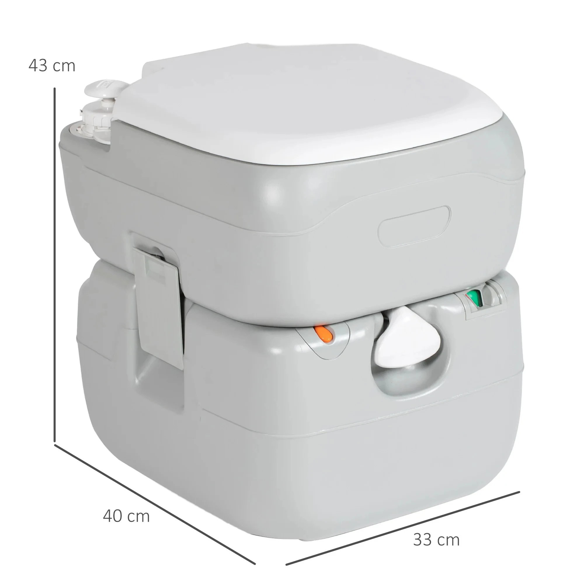 Outsunny Portable Toilet for Adults, 22L Camping Toilet with Seat, Lid and Anti-Leak Handle Pump, Hiking, Travel, RV, Grey
