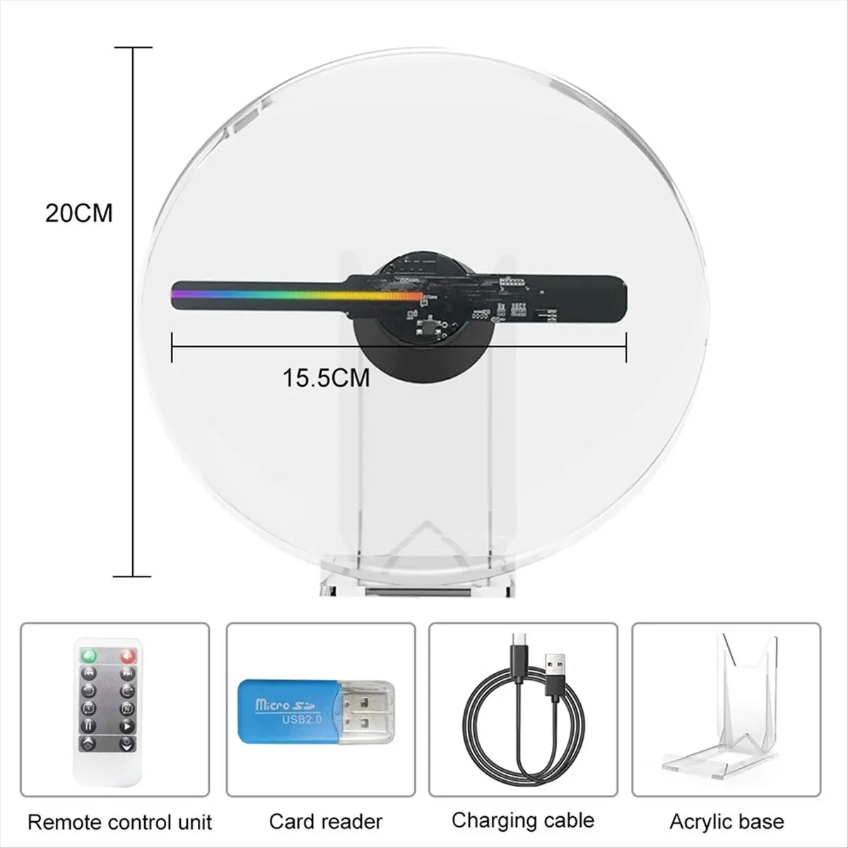 3D Holographic Projector Desktop LED Fan Screen Safe Mobile WIFI Control DIY Image HD Holographic Neon PD20