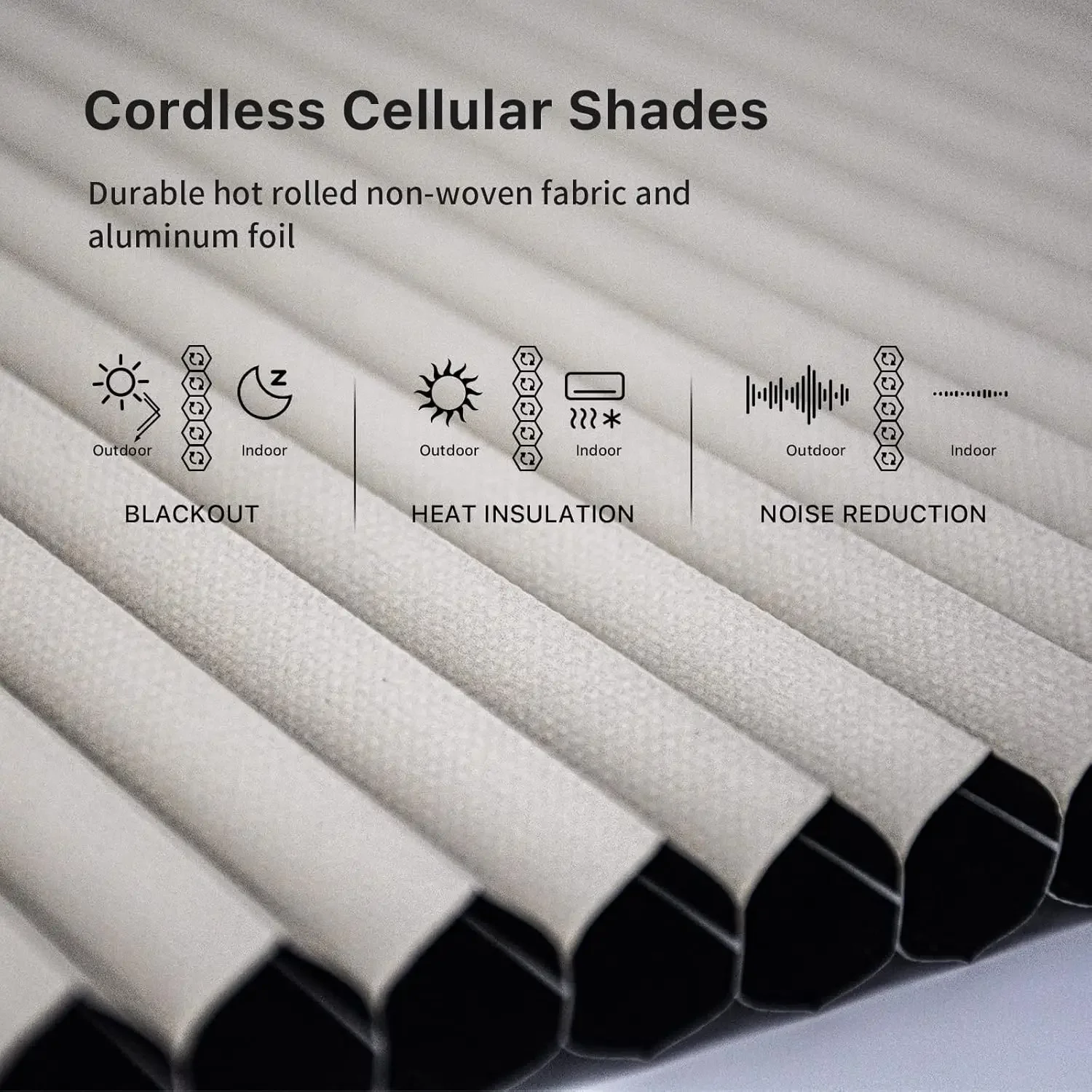 Smart Blind, Motorized Blackout Window Shades with Remote, Cordless Honeycomb Blinds