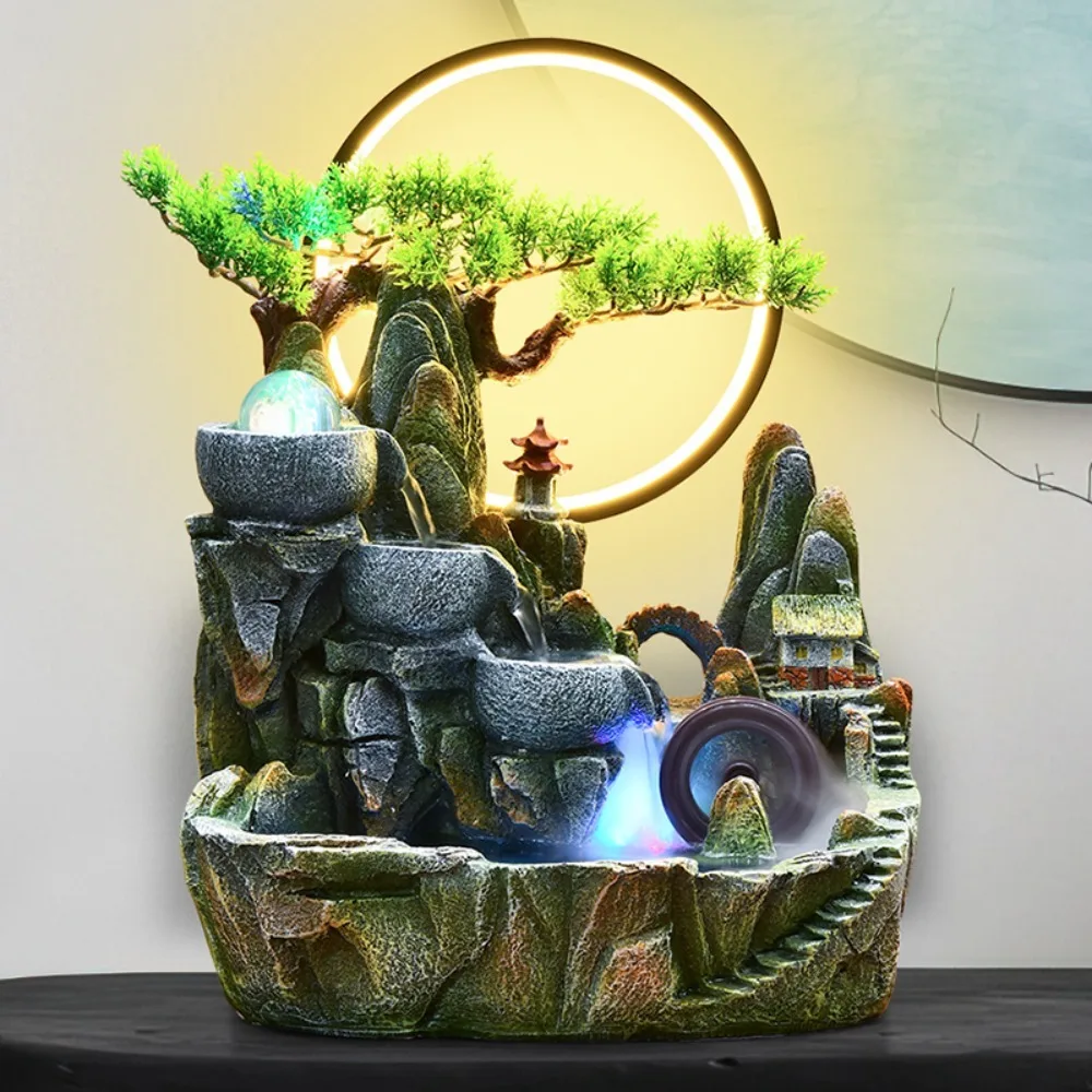 Alpine circulating water ornaments living room fish tank rockery water wheel fountain bonsai decoration to make money