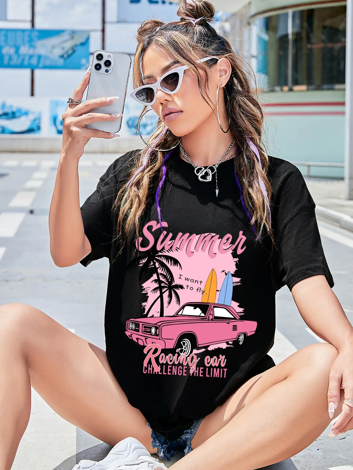 Summer Racing Car Challenge The Limit Cotton T-Shirt Oversized Summer Tee Shirt Hip Hop Comfortable T-Shirt Hipster Soft Tee Top