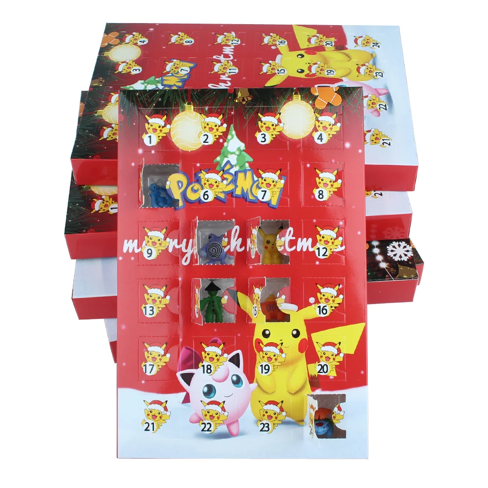 24 Pz/set Pokemon Figura Di Natale Calendario Advento Cieco Scatola Regalo Kawaii Pikachu Anime Figural Azione PVC Modello Per Bambini Giocattoli