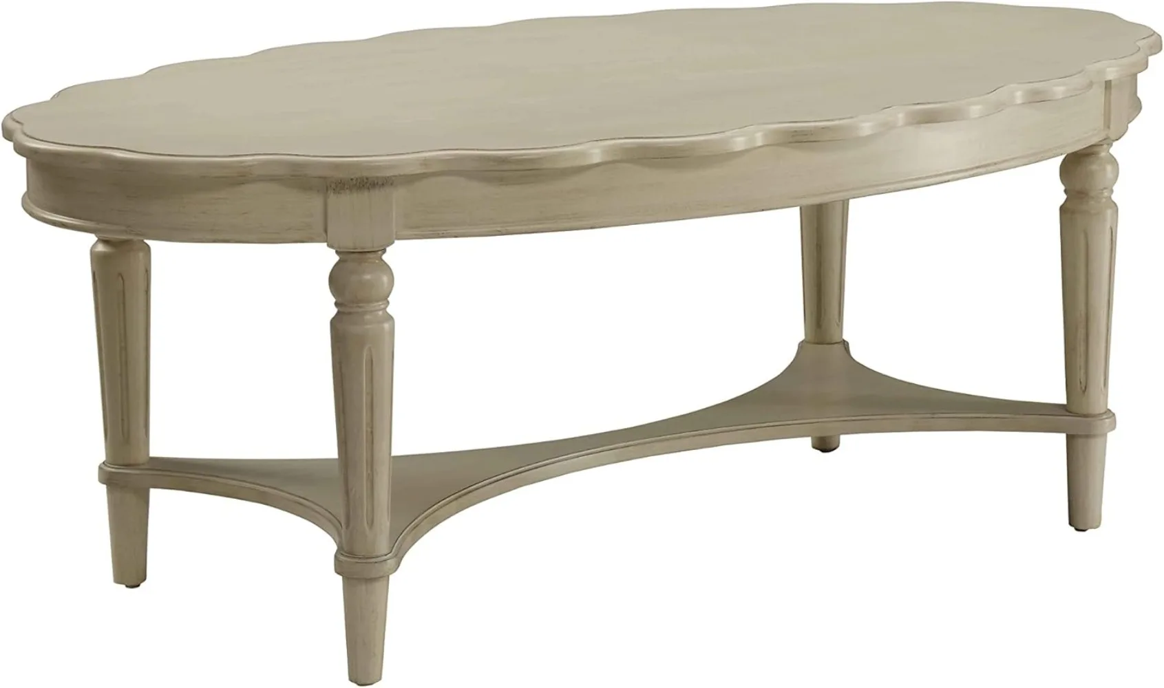 Acme Fordon Oval Coffee Table in Antique White