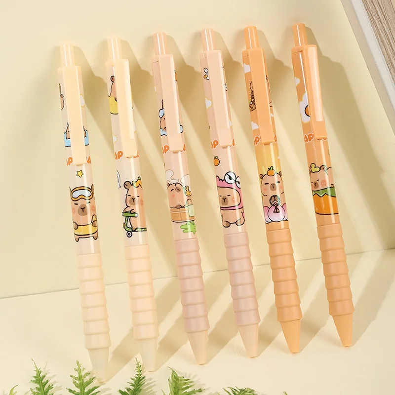 60pcs/lot Kawaii Capybara Press Gel Pen Cute 0.5mm Black Ink Signature Pens Promotional Gift Office School Supplies