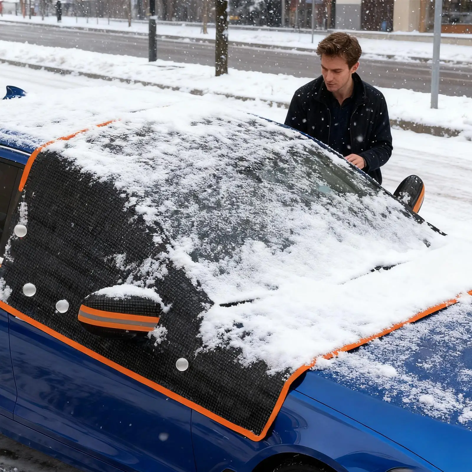 

Magnetic Windshield Cover Oxford Protector Windproof Car Windshield Snow Cover With Strap For Automotive Outside Winter All