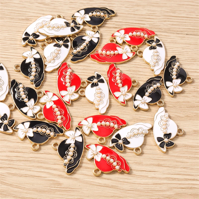 10 قطعة 26x16 مللي متر لطيف المينا السيدات قبعة Charms المعلقات لصنع المجوهرات انخفاض الأقراط القلائد أساور اكسسوارات DIY بها بنفسك الهدايا #5