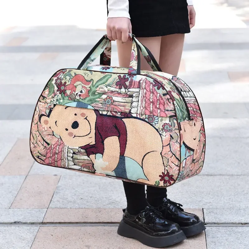 Disney winnie Luggage Bag anime Large Capacity Travel Bags cartoon Women WaterProof Handbags Fashion Shoulder Bag Accessories