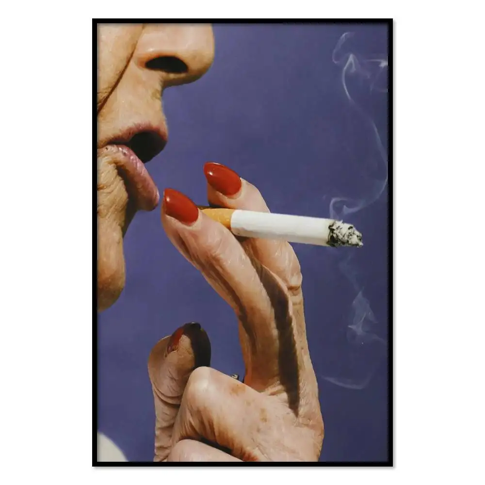 Elderly Smoker Poster Mural for Living Room Bedroom Wall Office Wall Decor Gift for Friends Unframed