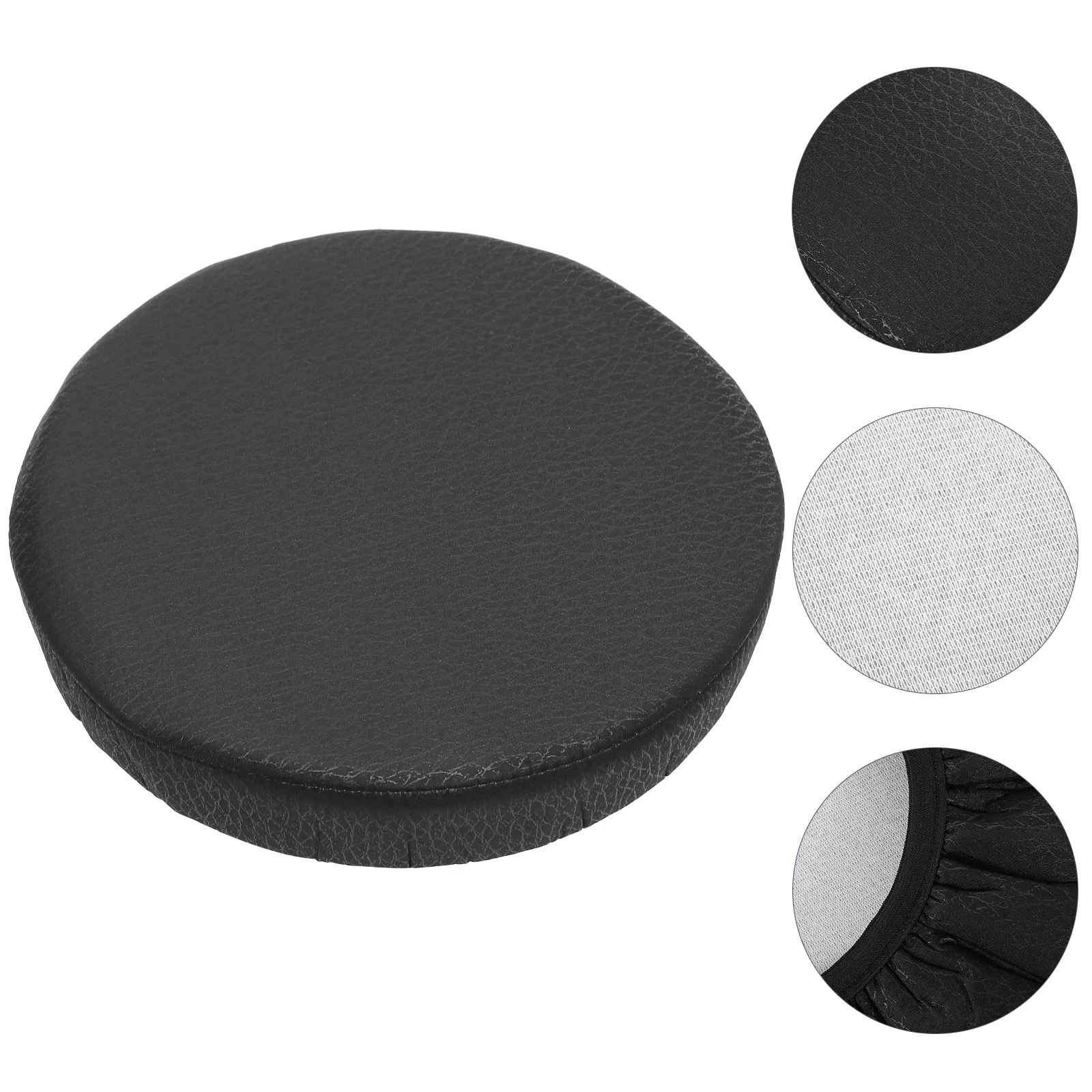 Thick Elastic Barstool Seat Cushion Cover Practical Stool Cover Round Chair Protector for Home Shop - Black (Diameter 30cm )