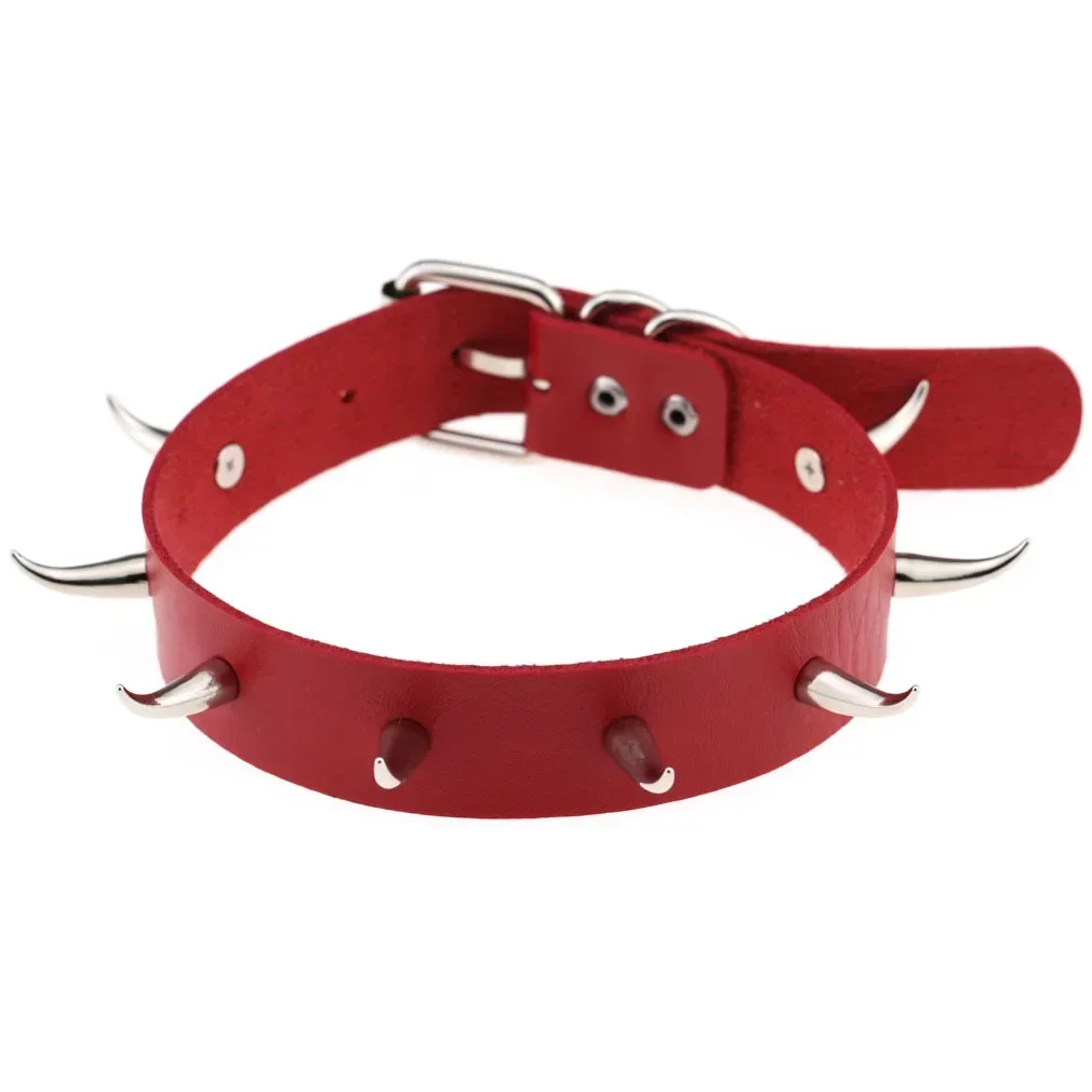 Punk  Accessory Queen of nightclubs Gothic Rock and roll Simple Individuality Exaggerate Spike Rivet Leather Choker Neck strap