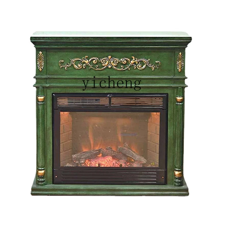 

Zk Heating Fireplace Core Rack Decoration French Simulation Flame Electric Fireplace Cabinet Country Retro