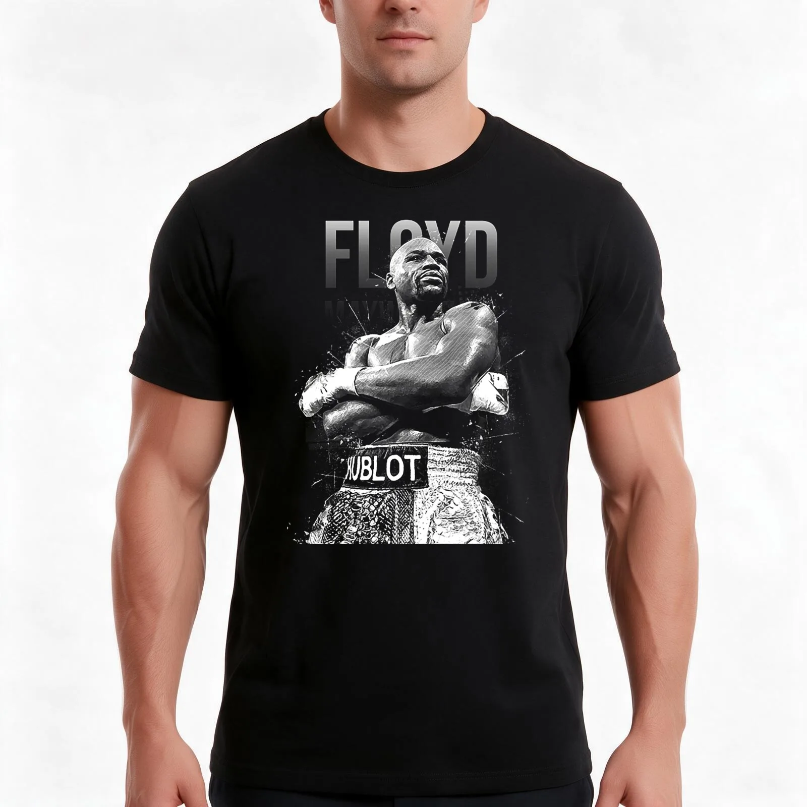 Floyd Mayweather Jr T-Shirt, Summer Casual Cotton Tee, Oversized Streetwear Tops, Vintage Graphic Print, Loose Fit Short Sleeve