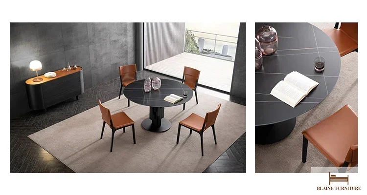 Hot SalesHot Sales Round Italian Metal Base Marble Dining Table