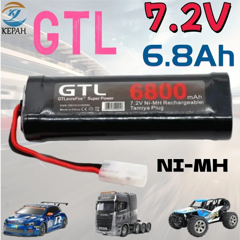7.2V 6800mAh NiMH Battery Pack with Tamiya Plug 7.2v 6.8Ah Used for RC Car, Used for RC Drone, Car, Truck, Helicopter
