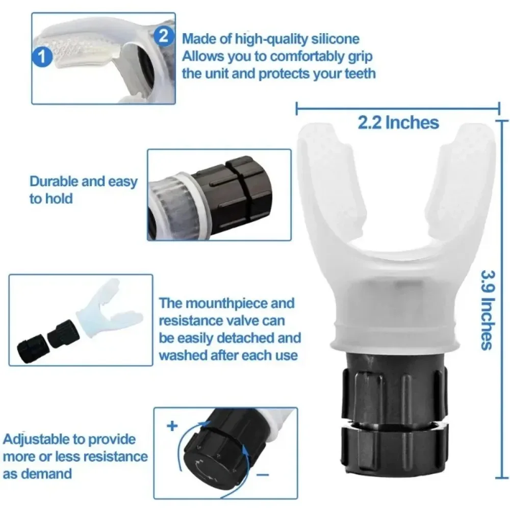 Dispositivo de ejercicio de respiración con caja, ajuste de resistencia, mejora la capacidad pulmonar, herramienta de entrenamiento de expansión pulmonar portátil