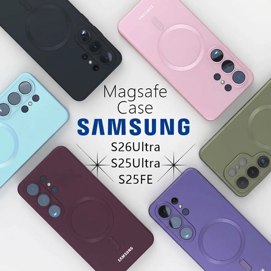 For Samsung Galaxy Magnetic Case S25 S24 S26 Ultra S23 S22 S26 Plus S21 S20 Note 20 for Magsafe Liquid Silicone Shockproof Cover