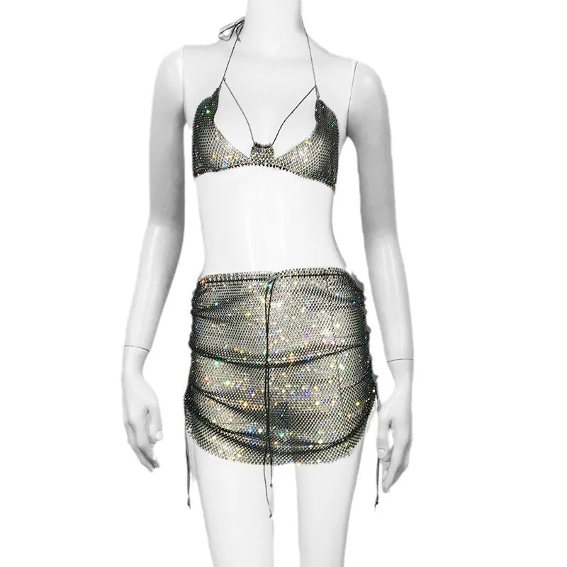 Gonna da donna nuova transfrontaliera Finet Diamond Ne con cinturino appeso e gonna in due pezzi loween Gonna ort sexy