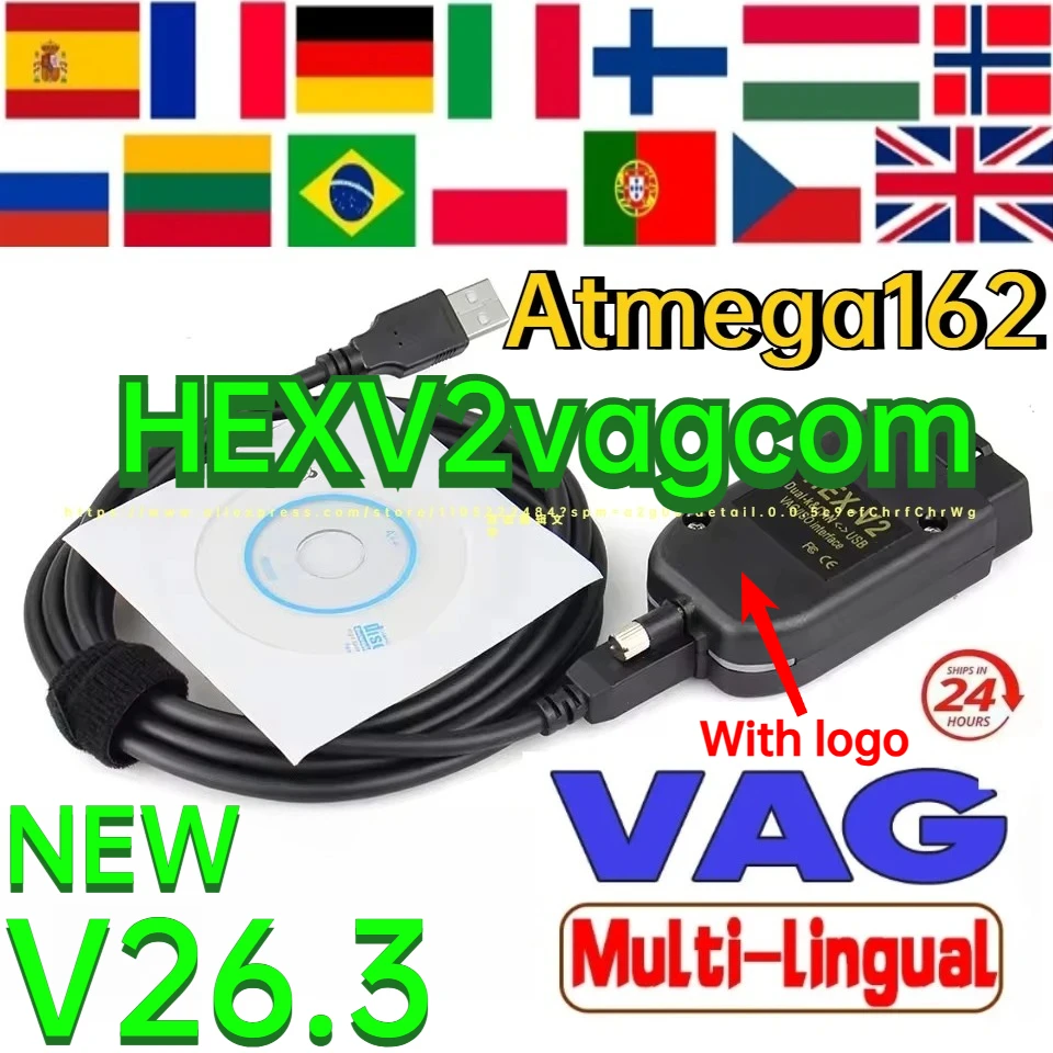 2026 FOR VCDS VAGCOM Interface VCDSCAN FOR HEX V2 Update 26.3 FOR VW AUDI Skoda Seat Multi-Language Car Autocom Diagnostics Tool
