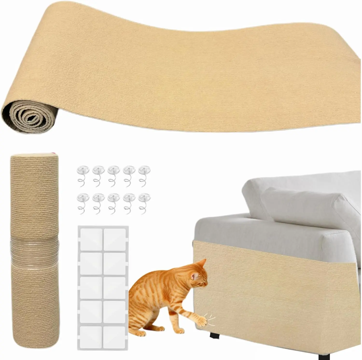 

Cat Scratch Furniture Protector Scratcher Pad, Adhesive Couch Protector from Cats Claws Scratching, DIY Cats Climbing Wa