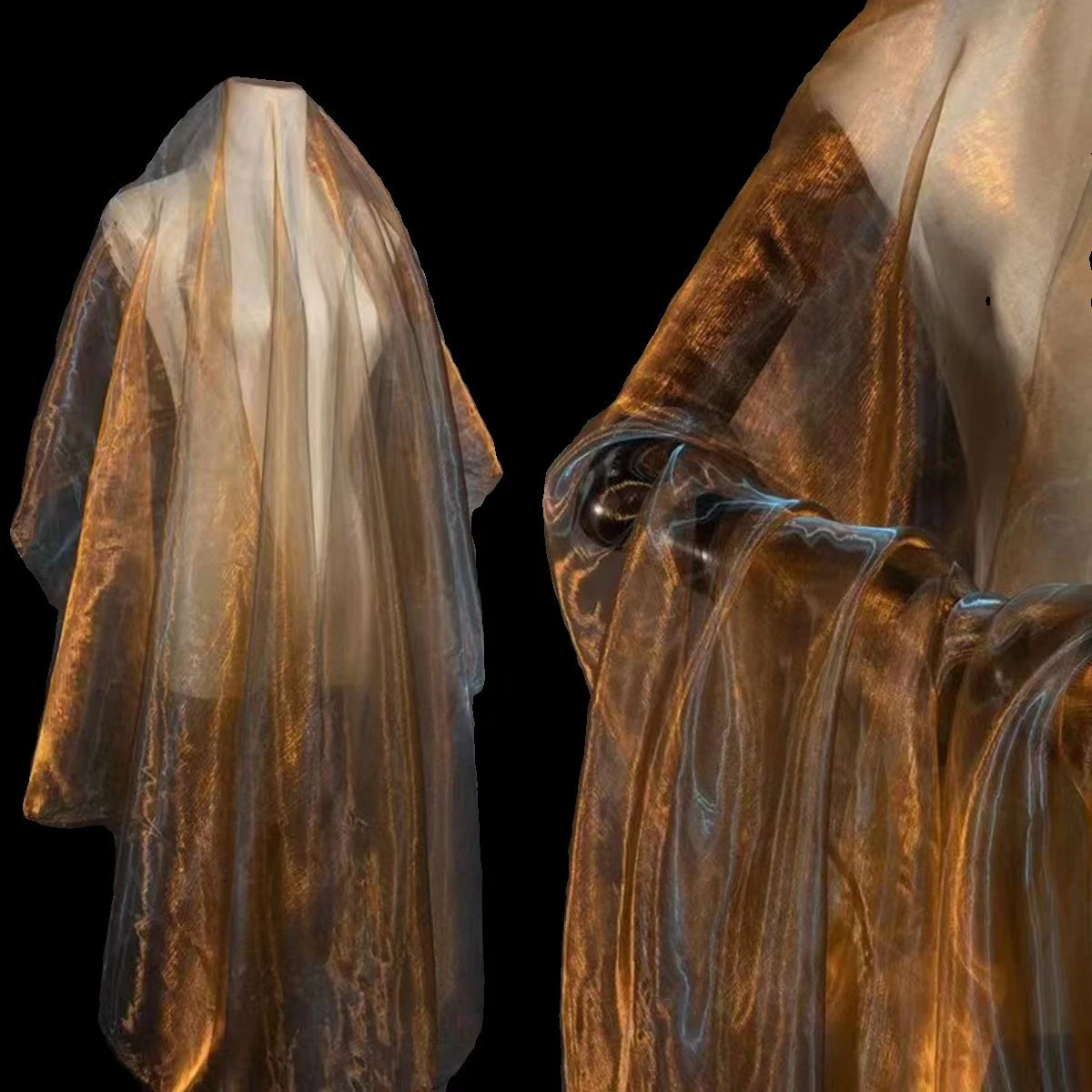 39x59 inch Gradient Organza Gauze Fabric Two-tone Sheen Fabric For Sewing Women Bride Veil Prom Skirt Costume Tulle Craft