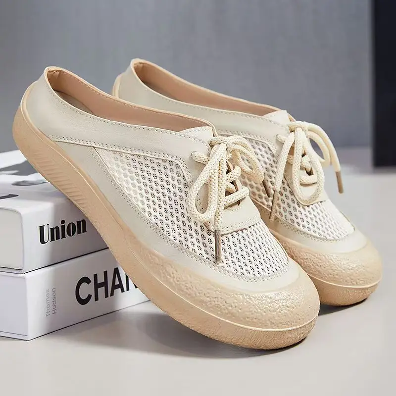 المرأة الصيف جديد باوتو شبكة نصف النعال لينة وحيد عدم الانزلاق تنفس في الهواء الطلق شبشب رياضي غير رسمي المشي النعال الصنادل