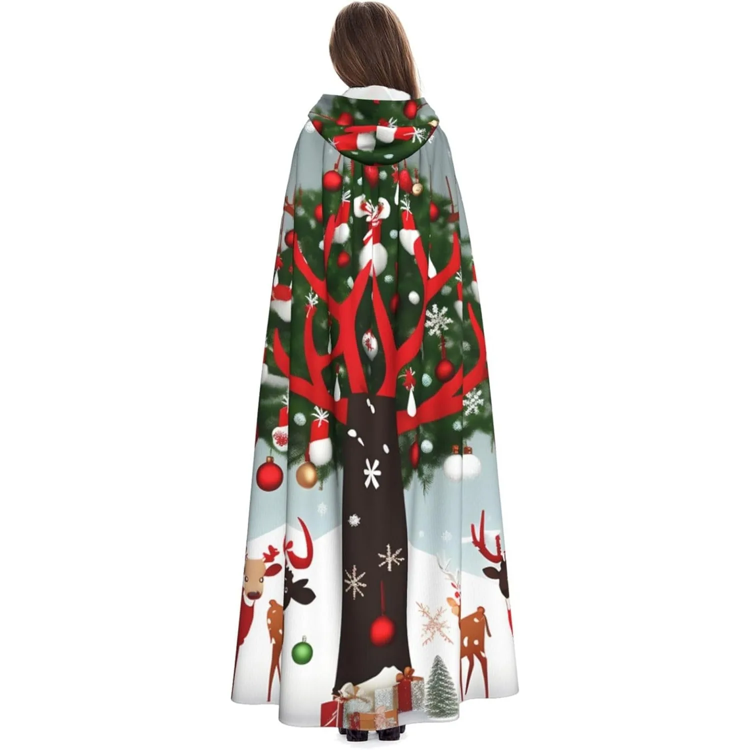 

Халаты унисекс, накидки для взрослых, корова, олень, деревья, рождественский плащ с капюшоном и принтом для косплея, карнавальные костюмы на Хэллоуин