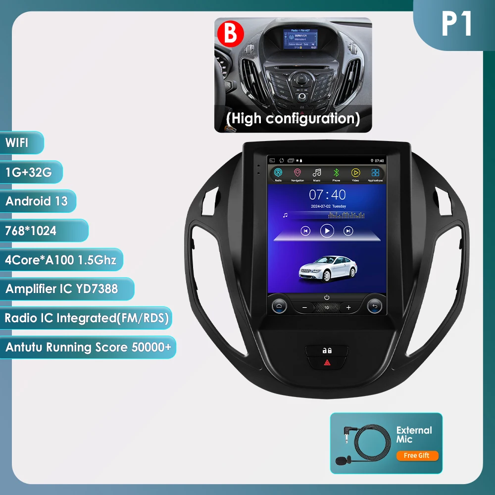 6115 Android autoradio voor Ford Transit Tourneo Courier B-Max 2012-2021 GPS auto multimedia 2din draadloze CarPlay 360cam