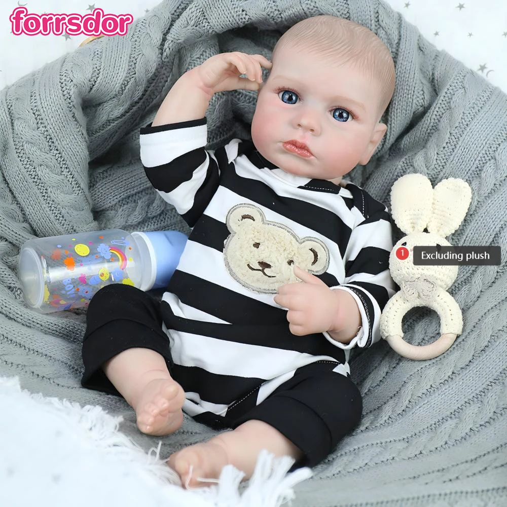 

50CM Loulou Reborn Baby Doll Boy Open Blue Eyes Full Body Vinyl Waterproof with 3D Skin High Quality Handmade Christmas Gifts