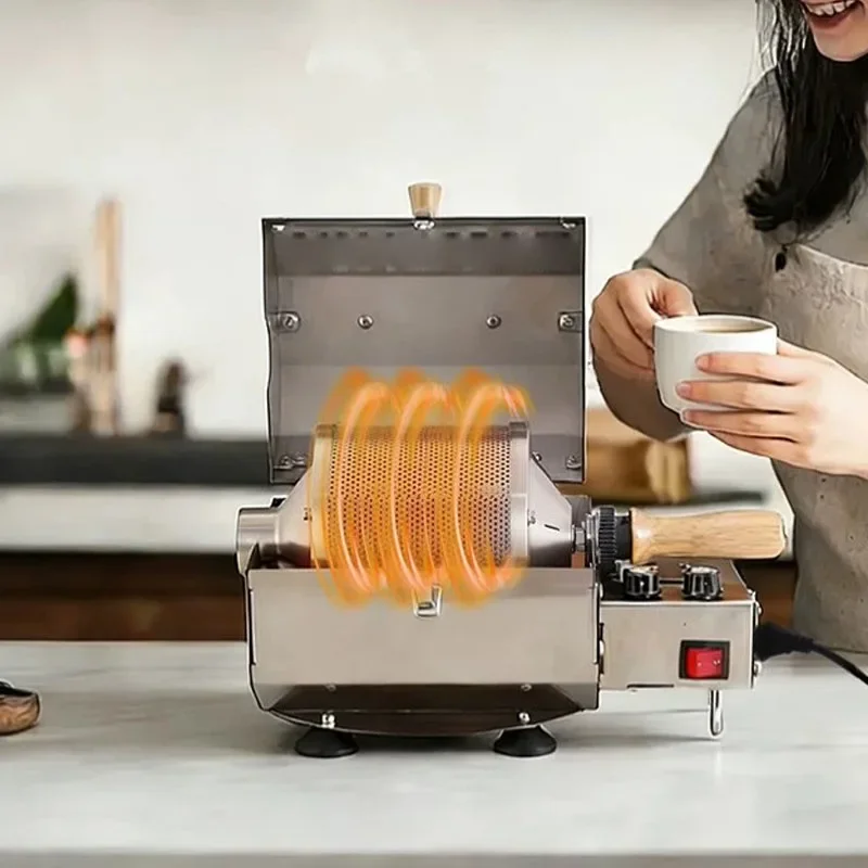 Multi-Temp Control Coffee Roaster Machine Flip Open Lid Design Detachable Mesh Drum Easy Clean Coffee Bean Roaster