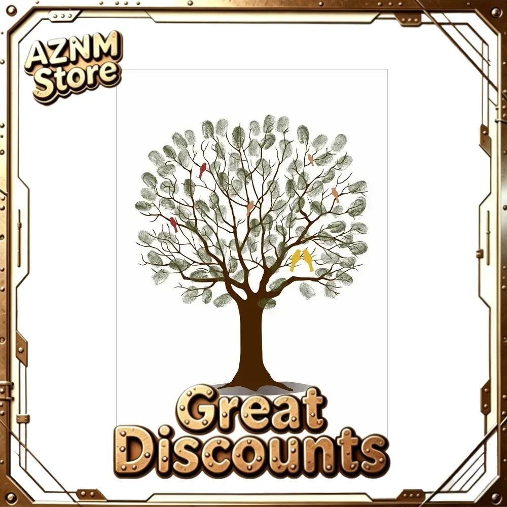 Wedding Fingerprint Tree Canvas Wall Art Poster Guest Book Alternative Marriage Souvenir Gift for Engagement Party Reception