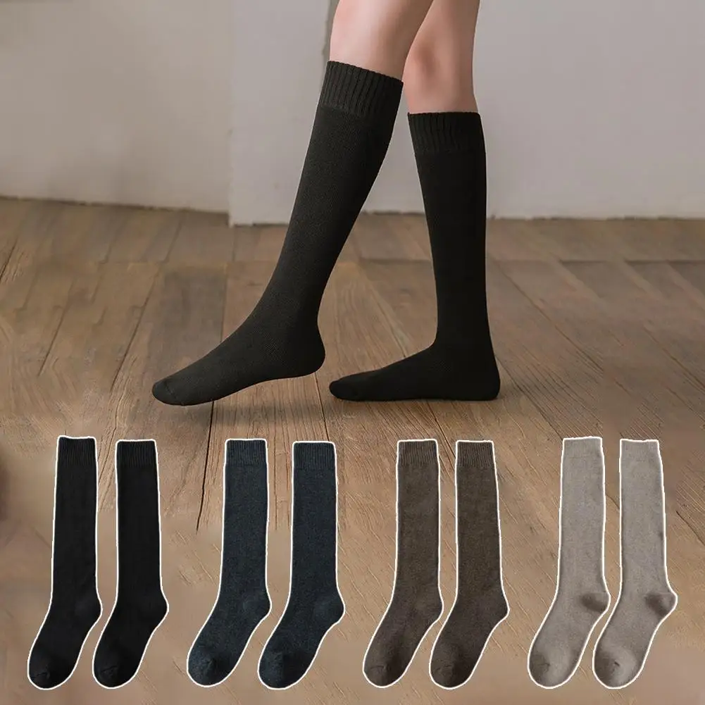 NEW High-end 1Pair Unisex Winter Compression Stocking Hot Socks High Leg Size Knee Warm Retro Terry 38-44 Long Cotton E6Q0