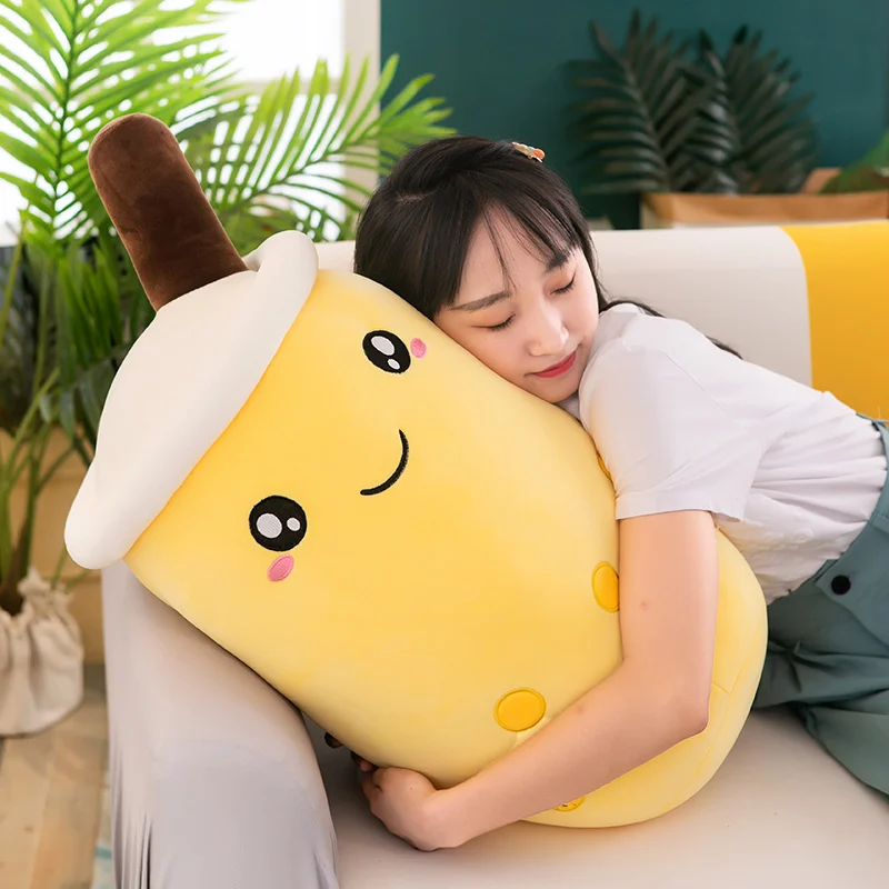 22-70cm Giant Size Bubble Tea Plushies Squishy Milk Tea Boba Pillow Peluche Ice Cream Fruits Juice Drink Bottle Prop Decor Gift