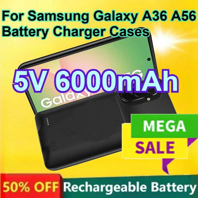 

5V Rechargeable Battery Charger Cases for Samsung Galaxy A36 A56 Battery Pack External Charging Cover